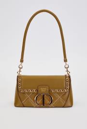 geniş taban kapitone çanta koyu kahve