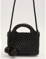 charmlı örgü model el çantası siyah
