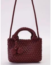 charmlı örgü model el çantası bordo