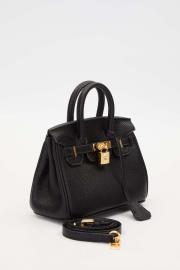 aksesuar kilit el çantası siyah gold