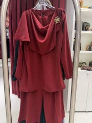 broş detay takım bordo