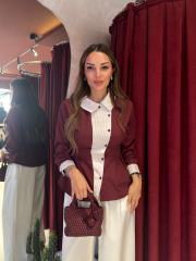 belden oturtmalı gömlrk bordo