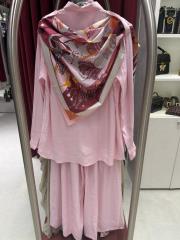 şal detay gömlek takım pembe 2