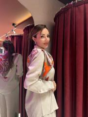 şal detay gömlek takım bej 2