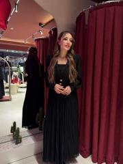 bel detay şık elbise siyah