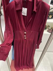 bel detay şık elbise bordo 2