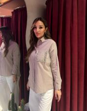 cep taş keten gömlek bej