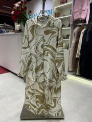 desenli gömlek takım bej