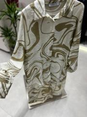 desenli gömlek takım bej 2