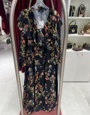 desenli elbise siyah/turuncu