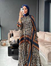 benekli elbise kahve lacivert