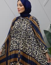 benekli elbise kahve lacivert 3