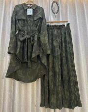 tunik keten takım siyah/yeşil