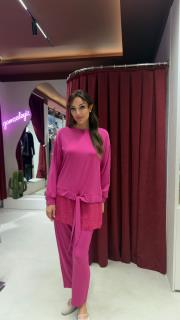 sandy şifon takım pembe