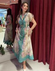 kısa kollu ithal elbise yeşil