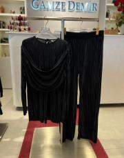 parlak dökümlü takım siyah