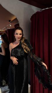 tek kol ithal elbise siyah 3