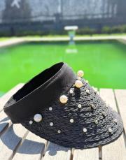 incili hasır şapka siyah 2