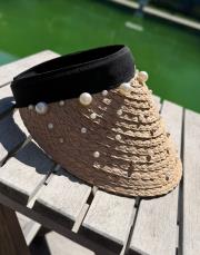 incili hasır şapka bej 3