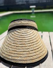 çift örgü hasır şapka bej siyah 2