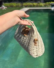 kemerli hasır çanta  kahve ekru 3