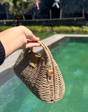 kemerli hasır çanta bej 2