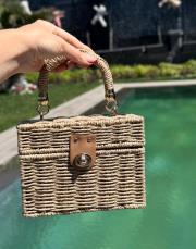 kutu hasır çanta bej