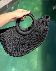 büyük hasır çanta siyah