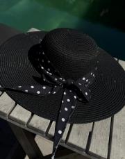 kurdele hasır şapka siyah