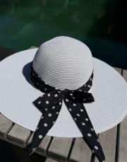 kurdele hasır şapka beyaz