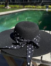 kurdele hasır şapka antrasit siyah