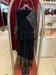 desenli ithal elbise gold siyah 3
