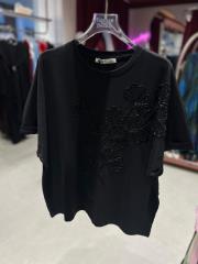 boncuklu tshirt siyah