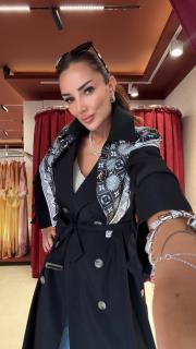 yan düğmeli büyük beden trenç siyah 3