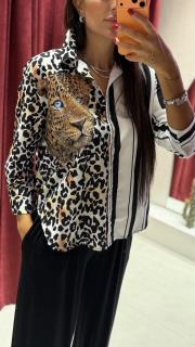 leopar desenli gömlek leopar siyah 3