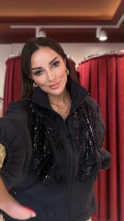 ithal dantelli ceket siyah 2