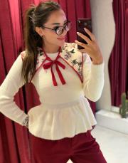 yaka hediyeli angora açık krem