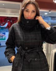 lavin ekose desenli kuşaklı kaban siyah 2