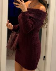 triko mini elbise bordo 3
