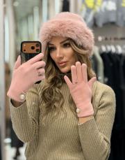 inci detay eldiven koyu pembe