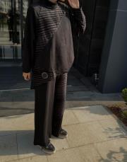 asimetrik tarz takım siyah 4