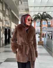 belden bağlamalı kürk kahve