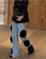 güllü pantalon siyah