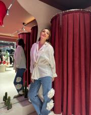 güllü pantalon beyaz