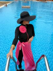 fermuarlı tesettür mayo fuşya