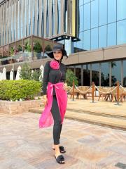 fermuarlı tesettür mayo fuşya 2