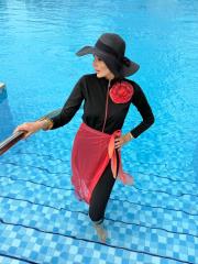 fermuarlı tesettür mayo bordo 4