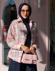 taşlı oduncu gömlek pembe