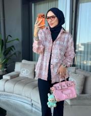 taşlı oduncu gömlek pembe 3