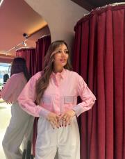 cep taş detaylı kısa  gömlek pembe 2